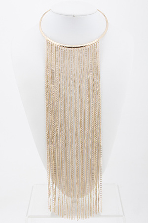 Long Fringed Tassel Collar Statement Necklace 5JAJ4